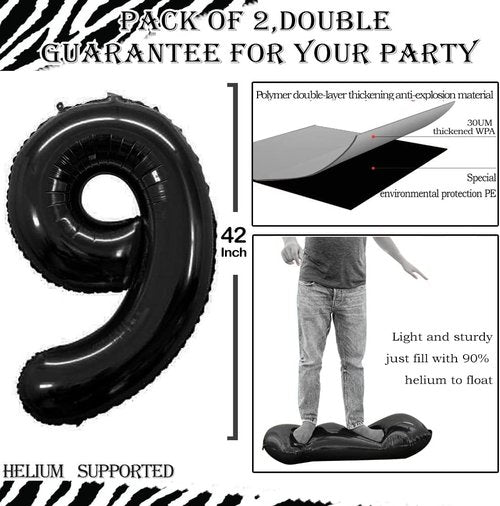 GOER Jumbo 42-Inch Number 19 Balloons - Sweet 19 Party Decorations | Black Foil Helium Balloons