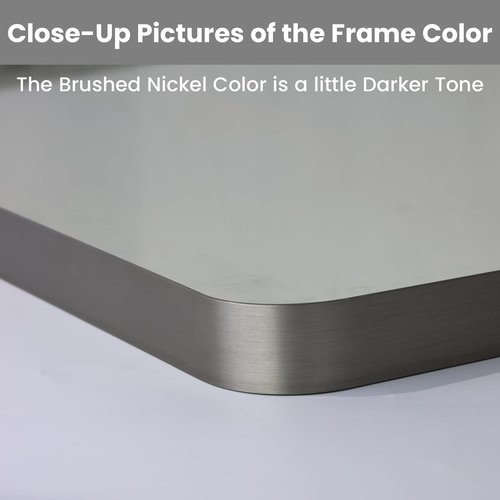 LOAAO 24X30 Inch Brushed Nickel Bathroom Mirror, Rounded Rectangle Silver Metal Frame Mirror, Brushed Nickel, Anti-Rust, Shatter Proof, Hangs Horizontally or Vertically