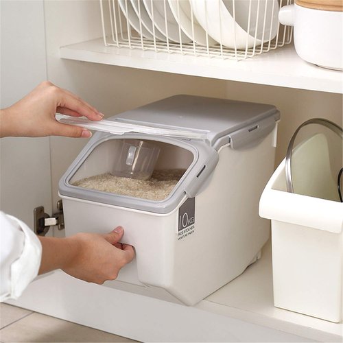 2-Pack Large Rice Storage Containers 10 Liter 340 oz Feed Bin Dog Food Storage Container Set Leak Proof Locking Lid