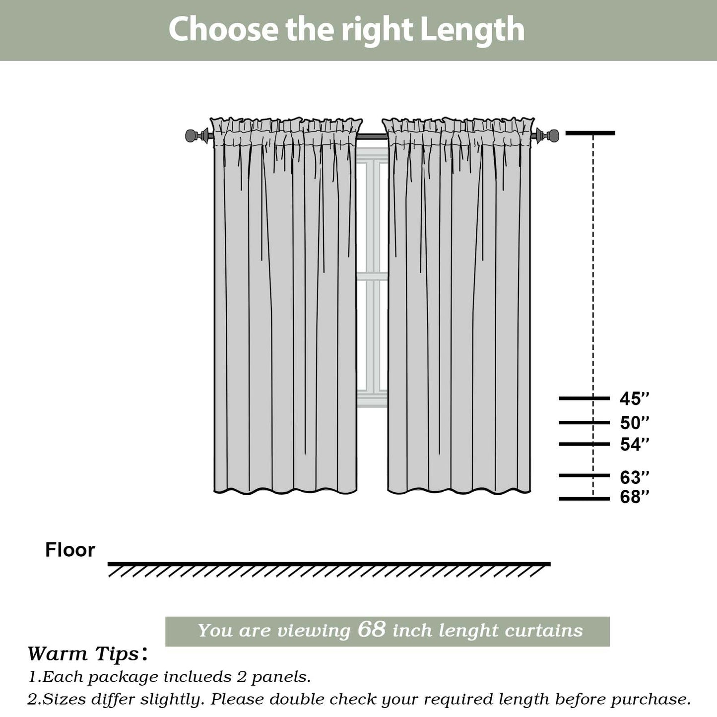 OWENIE Cream Sheer Curtains 68 Inch Length 2 Panels Set for Bedroom Living Room, Light Filtering Voile Sheer Curtains, Airy Rod Pocket Farmhouse Curtain, Cream, Each 42Wx68L inch