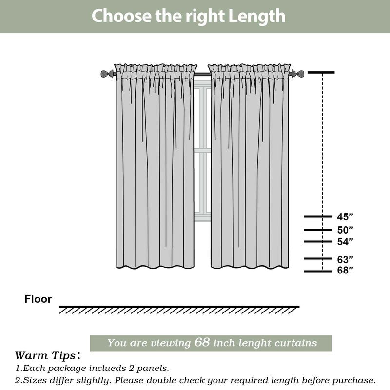 OWENIE Cream Sheer Curtains 68 Inch Length 2 Panels Set for Bedroom Living Room, Light Filtering Voile Sheer Curtains, Airy Rod Pocket Farmhouse Curtain, Cream, Each 42Wx68L inch