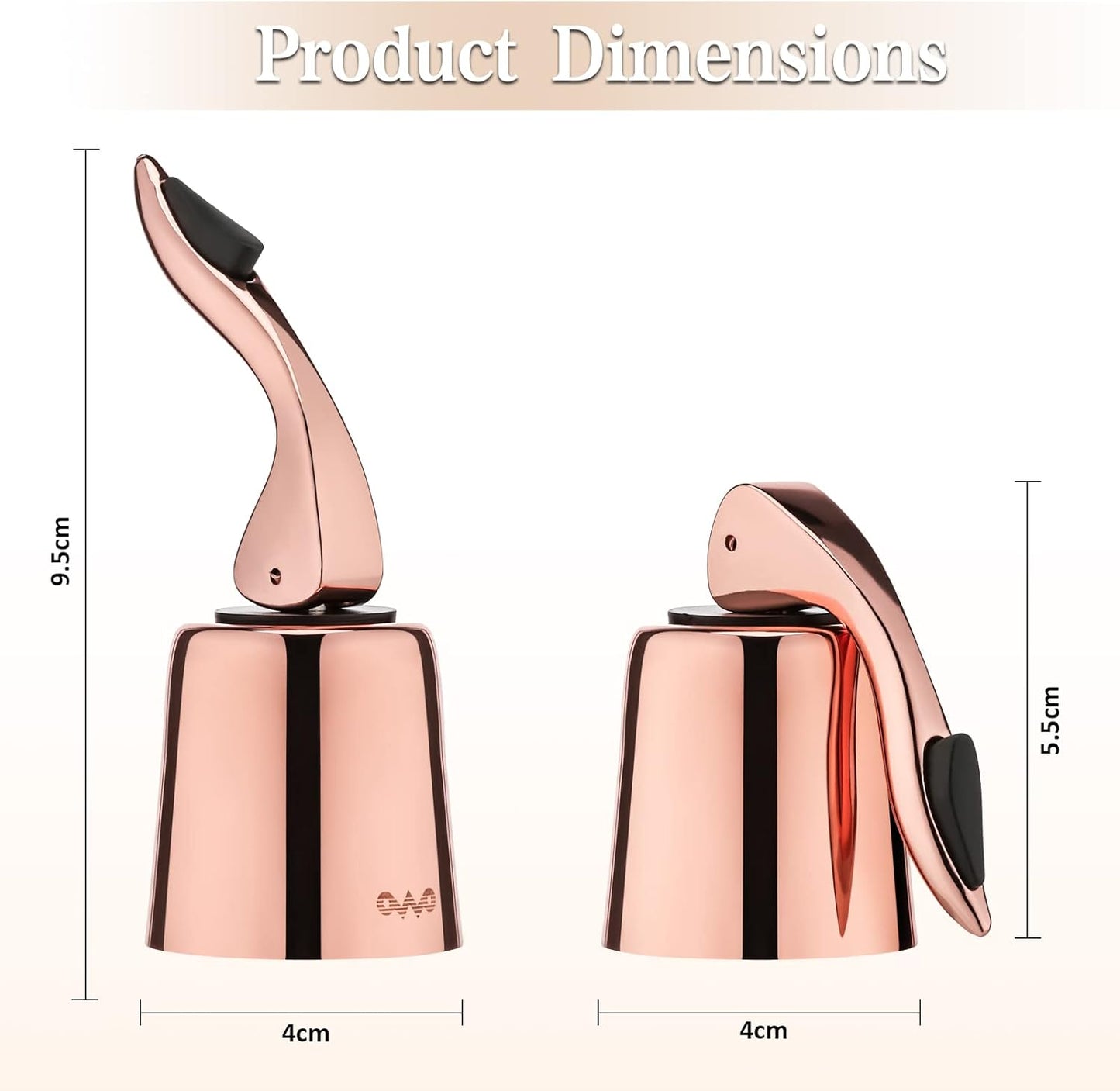 OWO Stainless Steel Wine Bottle Stopper, Reusable Wine Saver with Silicone Seal, Decorative Bottle Sealer, Keeps Fresh (Rosegold, 1 Pack)