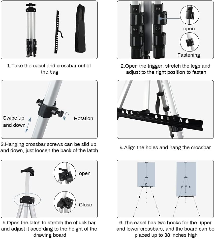 RRFTOK Art Easel Stand - Adjustable 17 to 66 Inch Aluminum Tripod for Painting | Portable Canvas Display with Carry Bag for Beginners and Students