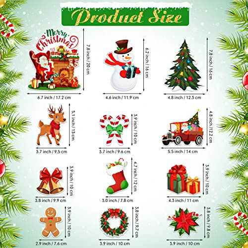 12 Pcs Christmas Refrigerator Magnets Car Magnetic Decorations Snowman Santa Gingerbread Man Magnets Accessories Set Waterproof Cute Xmas Holiday Decor