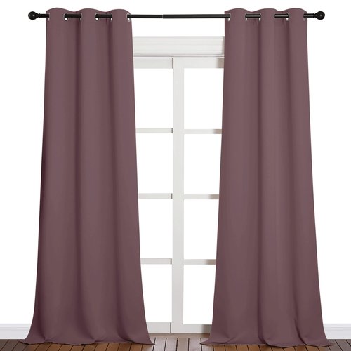 NICETOWN Patio Glass Door Blackout Curtains for Bedroom/Living Room, Dry Rose, 42 inches Wide x 95 inches Long, 1 Pair, Privacy Panel Drapes for Dining Room and Guest Room