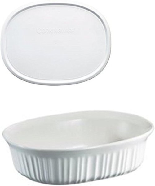 CorningWare French White Oval Ceramic Casserole Dish - 1.5qt with Plastic Lid | Versatile Kitchen Essential