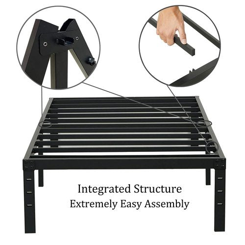 Wulanos Twin XL Bed Frames, Heavy Duty Metal Frame with Steel Slats Support, No Box Spring Needed, 16 Inch High Platform with Storage, Non-Slip and Noise-Free