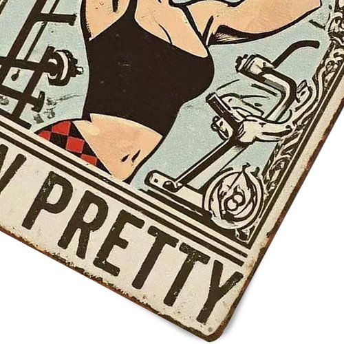 Fitness Motivational Metal Sign - 'Strong Is The New Pretty' Inspirational Gym Wall Art | 8x12 Inch Decor for Home Gym