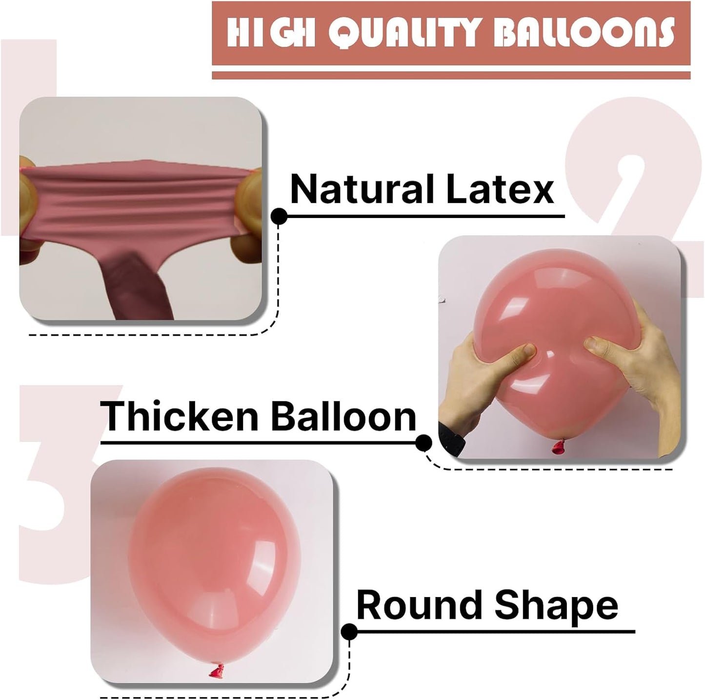 PartyWoo Dusty Pink Balloons - 100pcs Assorted Sizes 5-18 Inches | Blush Pink Boho Garland for Baby Showers & Birthdays