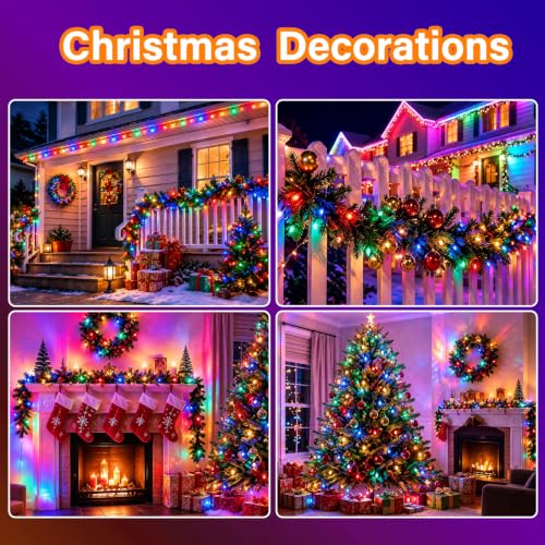Multicolor Battery-Operated Christmas String Lights 16.4FT 100 LEDs with Timer