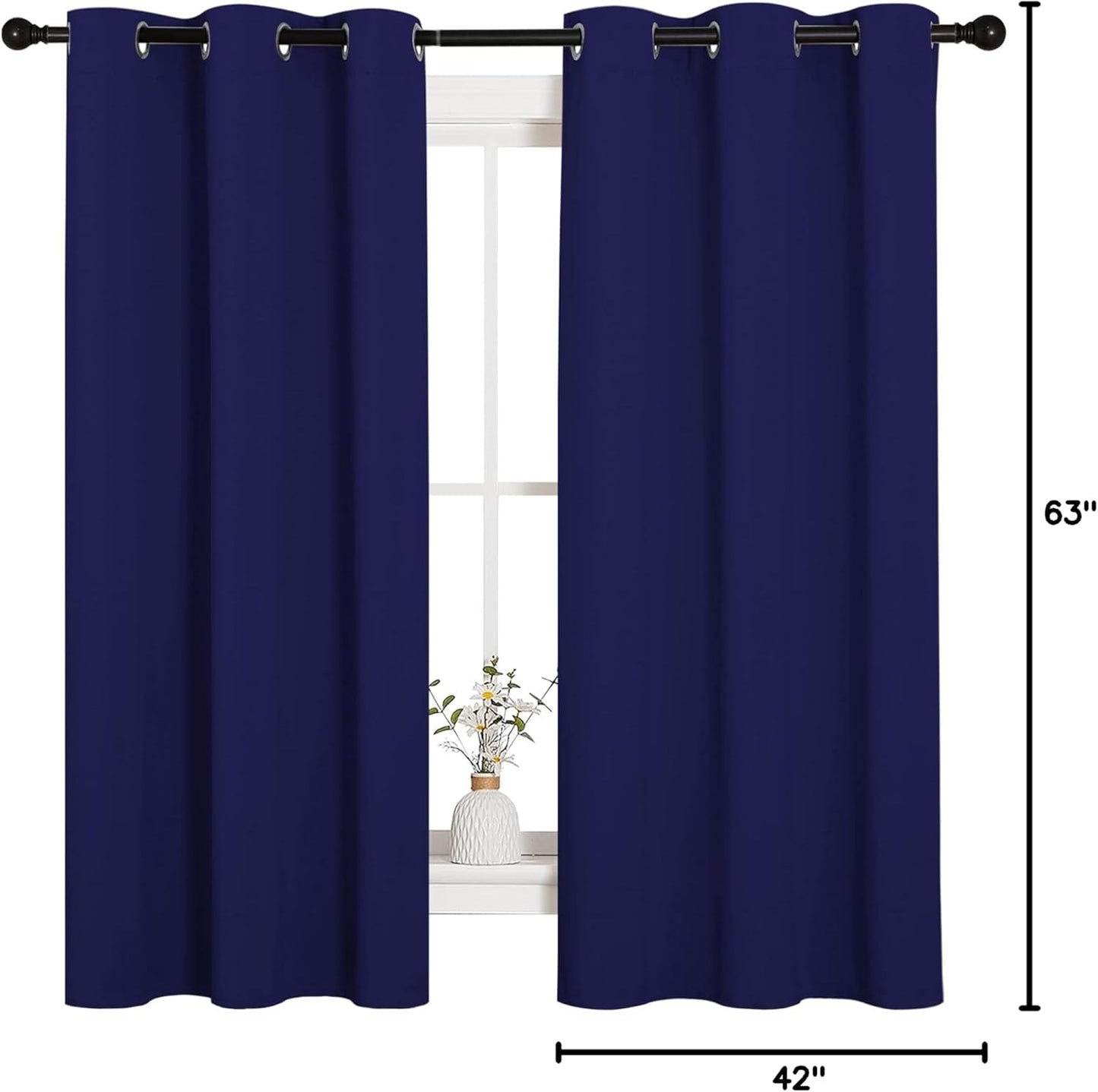 NICETOWN Blackout Curtains - All Season Thermal Insulated Grommet Drapes for Kids' Room | Royal Blue, 42 x 63 Inch (2 Panels)