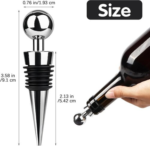 4 PCS Wine Stopper, Stainless Steel Wine Bottle Stopper with Leakproof Silicone, Suitable for Sealing in Fridge after Drinking, Party, Wedding and Bar