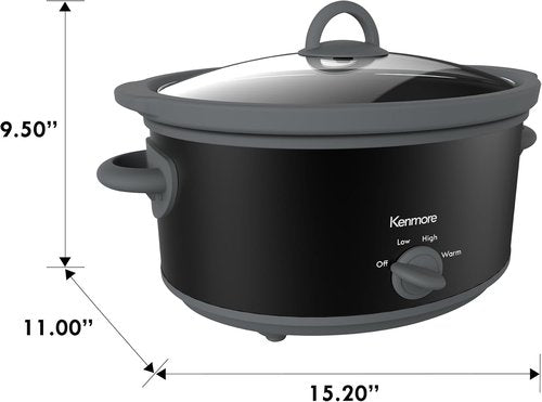 Kenmore 88918 Slow Cooker - 5 Quart Capacity for Effortless Meal Preparation | Sleek Black Design