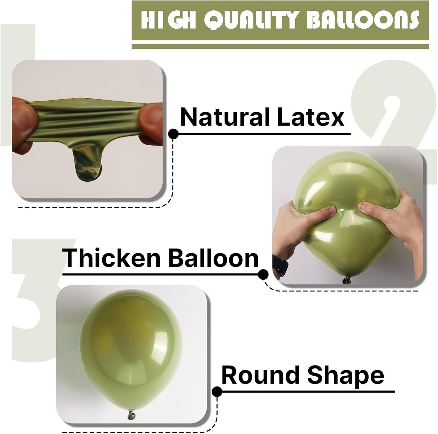 PartyWoo Sage Green Balloons - 50 Pcs Mini Matte Olive Green Latex for Weddings & Baby Showers