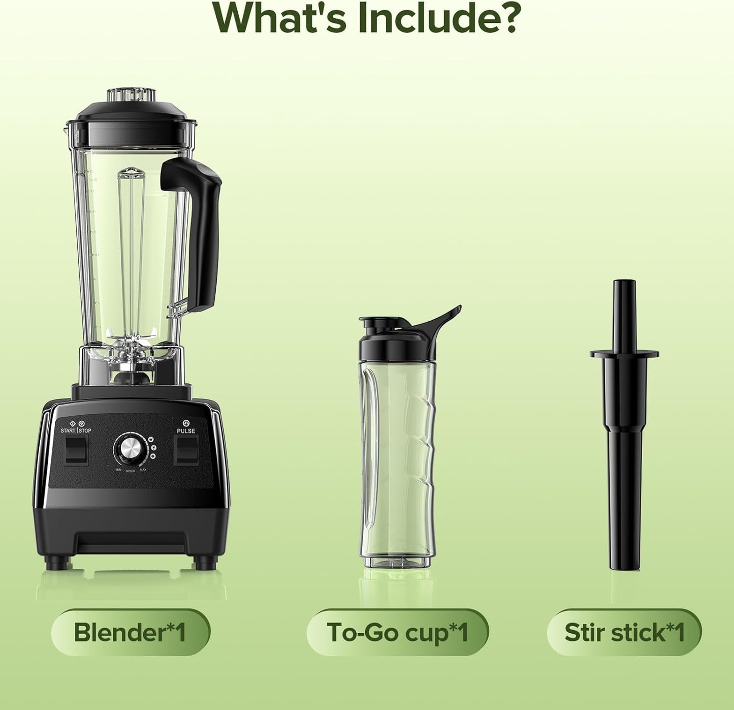 Skiennix Blender - Powerful Smoothie Maker with 68Oz Pitcher & 20Oz Juicer Container | Black