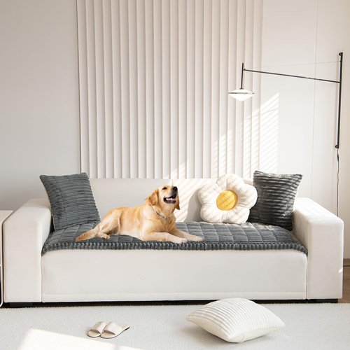 Gumfolk Pet Couch Covers for Sofa Slipcovers Couch Protector for Dogs Washable Cushion Cover, Sofa Pad Blanket Furniture, Dark Grey, 27in*59in