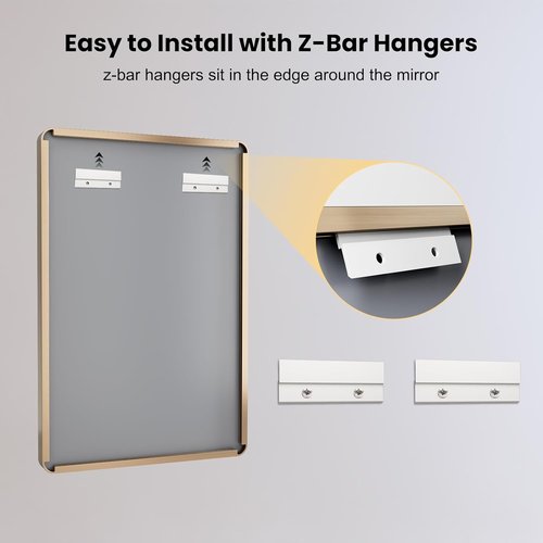 LOAAO Gold Bathroom Mirror - 60”x30” Rounded Rectangle Design | Anti-Rust Tempered Glass, Wall-Mounted