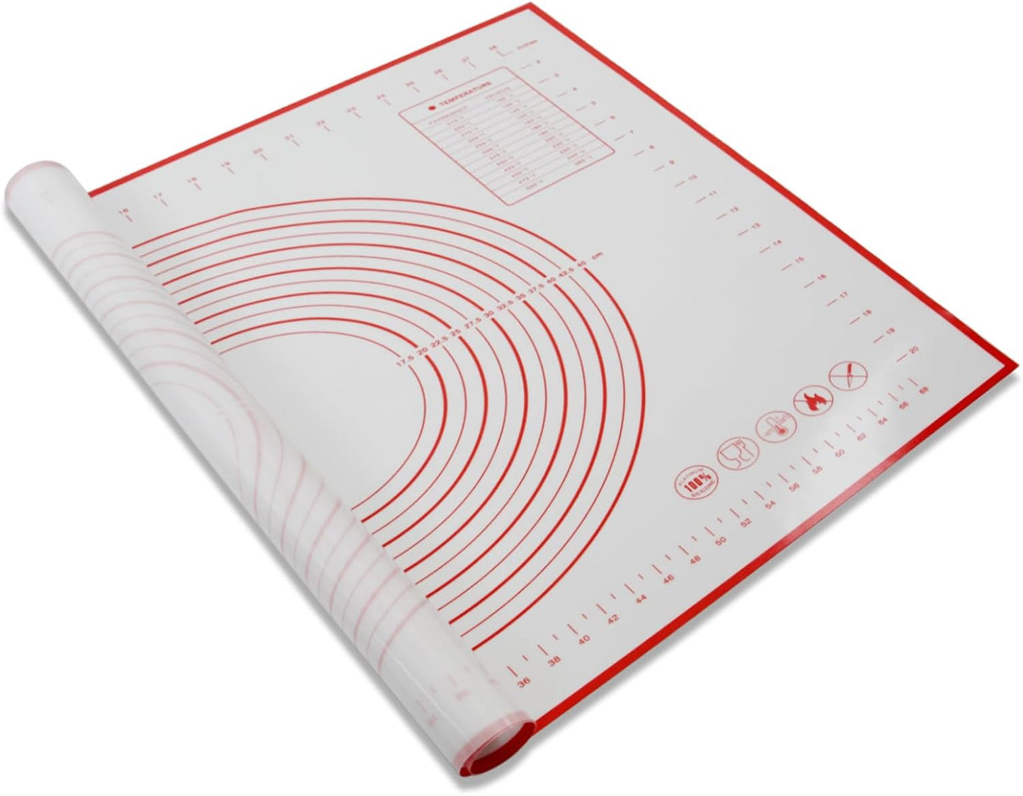 Skiennix Silicone Baking Mat - 32x24" Red Pastry Dough Kneading Sheet for Sourdough Bread