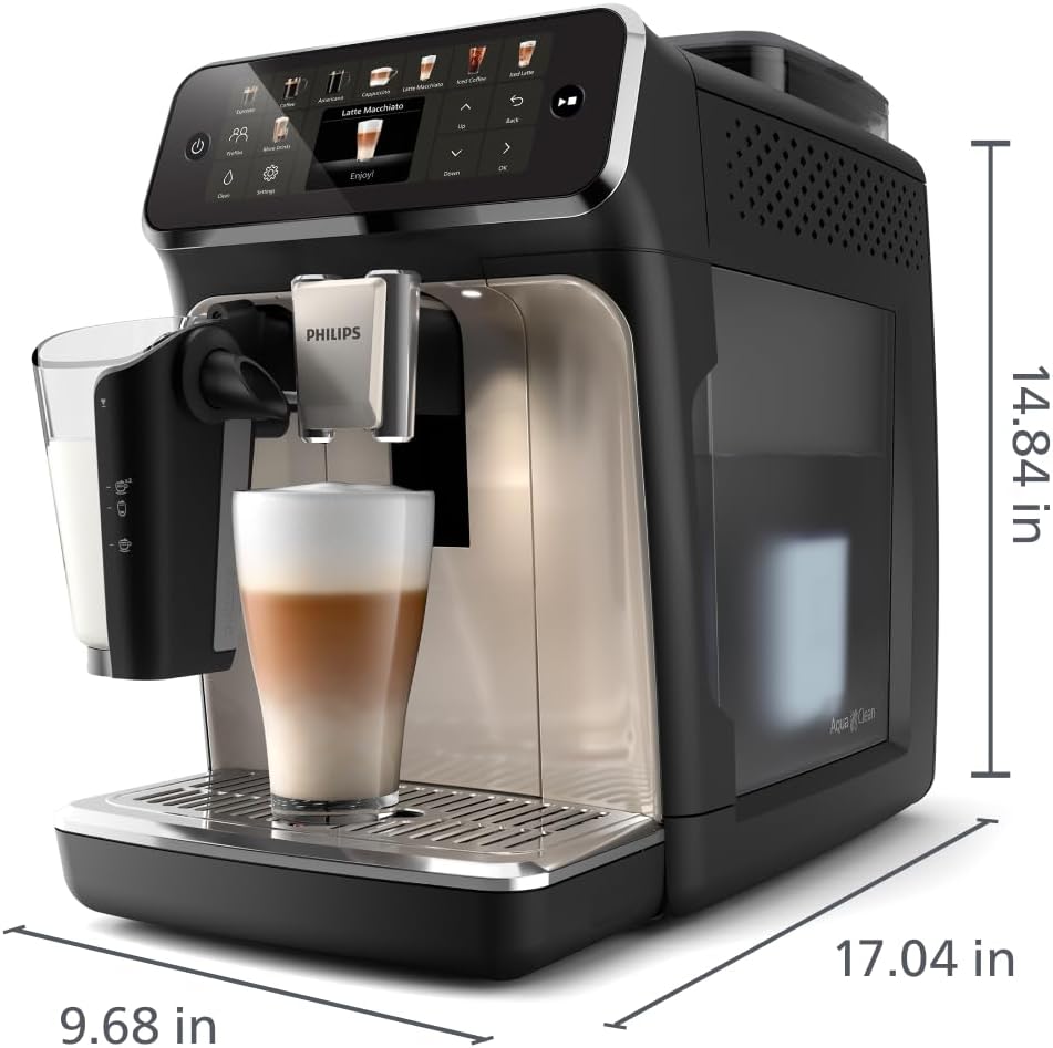 Philips 5500 Series Espresso Machine - Fully Automatic with LatteGo Milk System, 20 Coffee Pre-Sets, Black Chrome