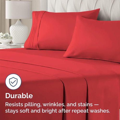 King Standard Pillow Cases Set of 4 - Soft Hotel Quality Pillowcase Covers - Comfy. Cozy Bedding for Women, Men, Kids & Teens - Machine Washable Pillow Protectors - 4 Piece - King Standard Size Red
