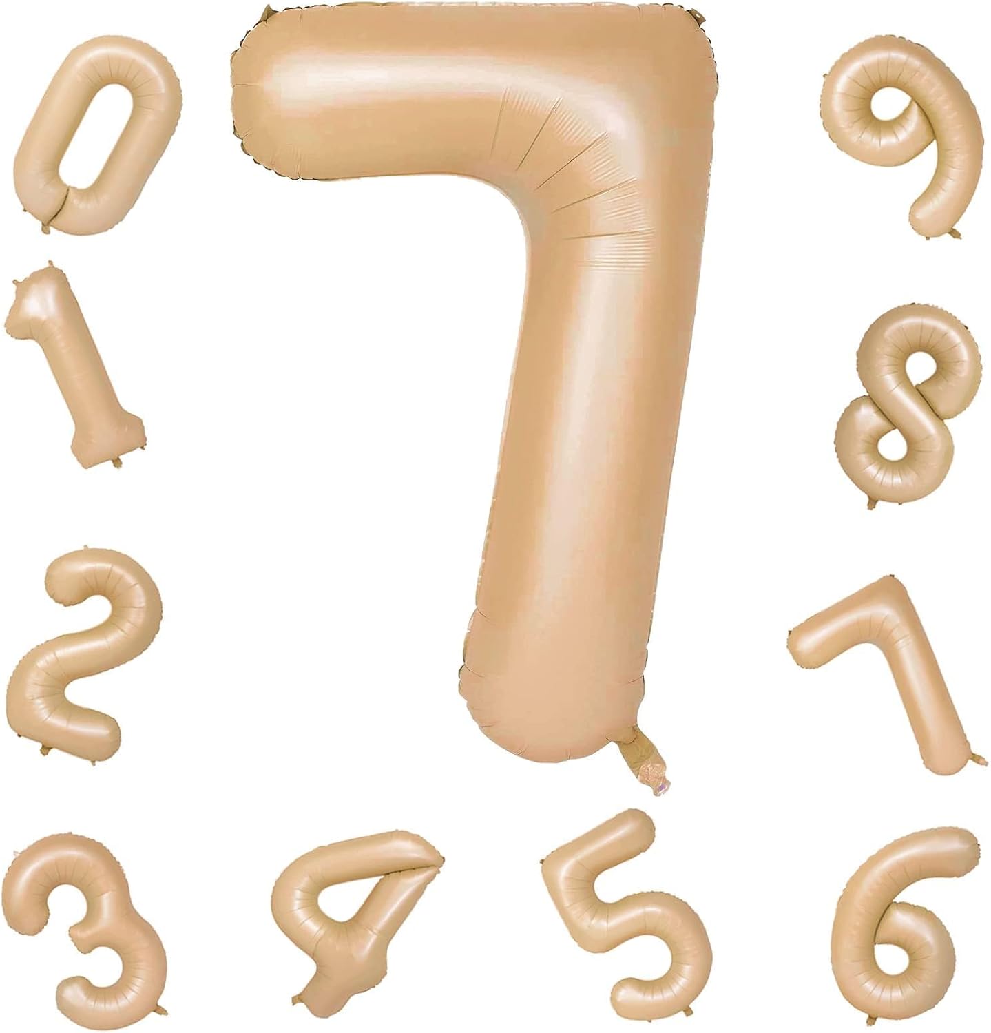 Regine Switzerland 40-Inch Number 7 Balloon - Giant Self-Inflating Apricot Foil for 7th Birthday & Baby Shower Decor