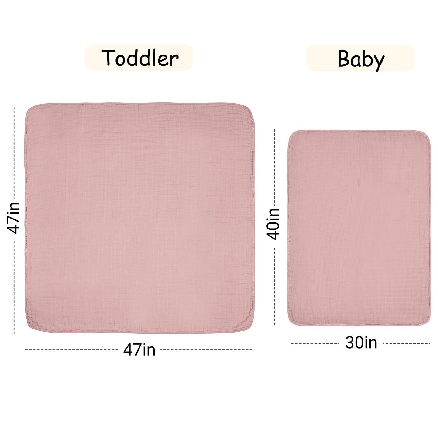 ZPECC Muslin Baby Blanket Thicker, 30x40 Organic Cotton Newborn Receiving Quilt Hypoallergenic for Baby Essentials Swaddle Crib Stroller, Pink