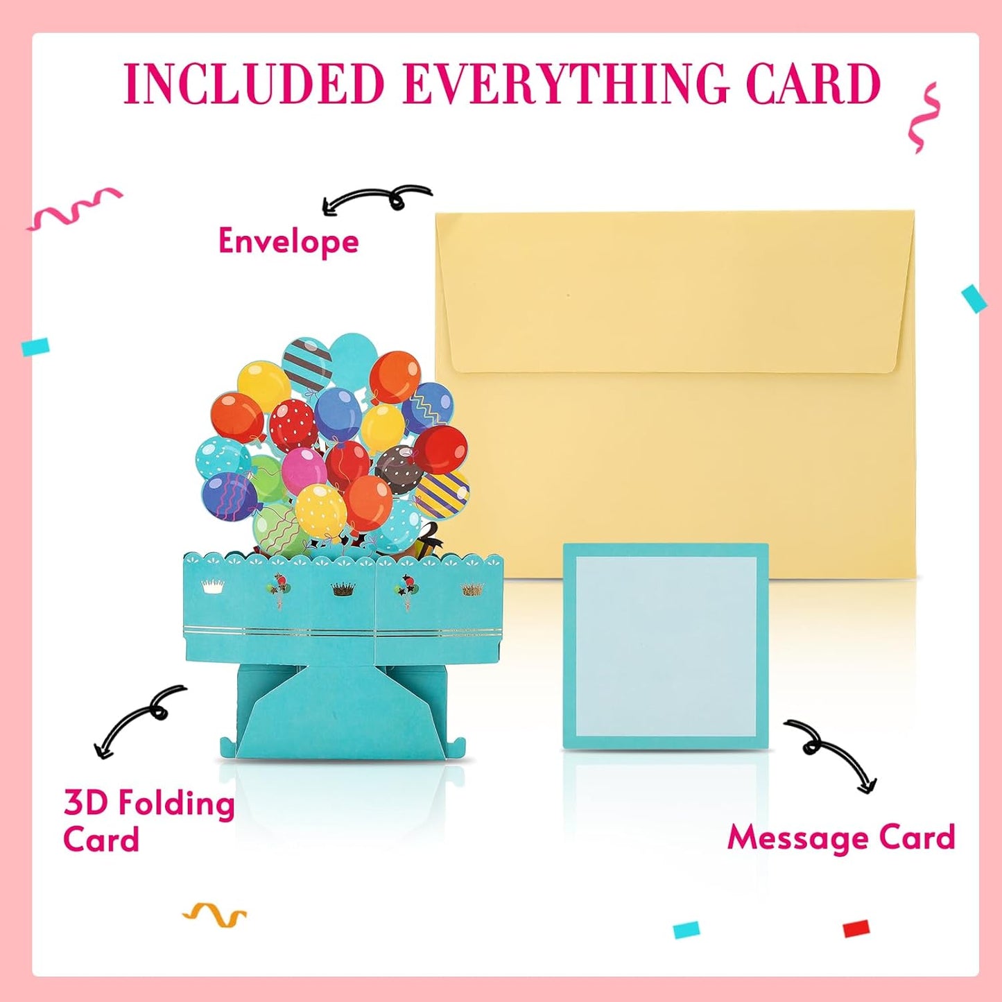 Soleebee 3D Happy Birthday Pop-Up Card - Unique Greeting Card with Blank Note & Envelope