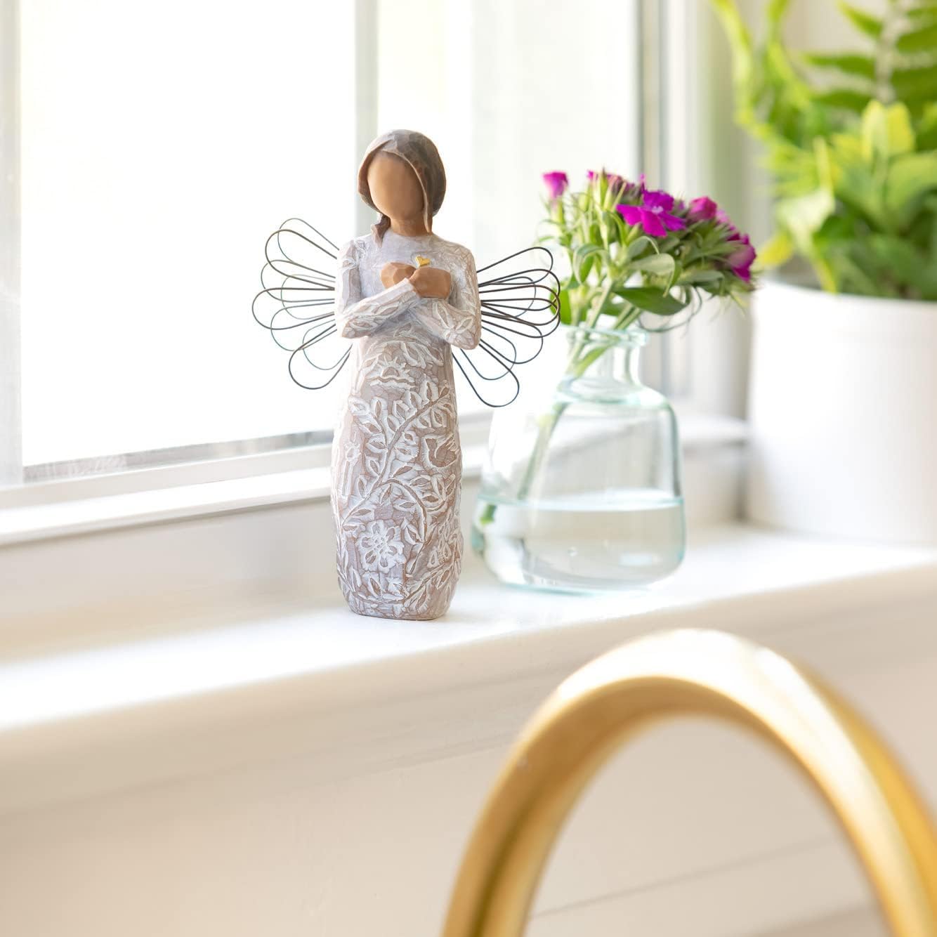 Willow Tree Remembrance Angel - Darker Skin Tone, Hand-Painted Figure for Sympathy & Support
