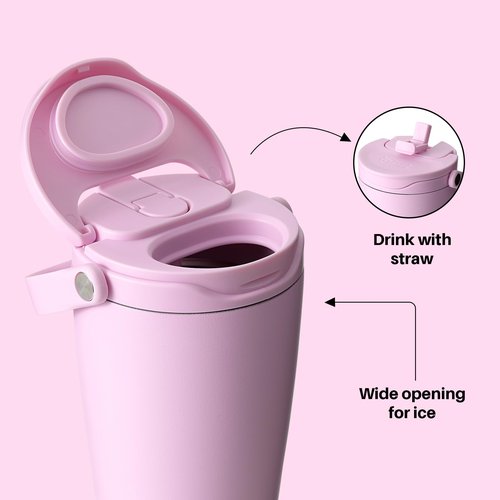 BOTTLE BOTTLE Insulated Tumbler with Handle & Straw Lid, 30oz Stainless Steel Leak-Proof Water Bottle for Hot & Cold Drinks, Add Ice Without Unscrewing, BPA-Free for Travel, Sports, Office(Pink)