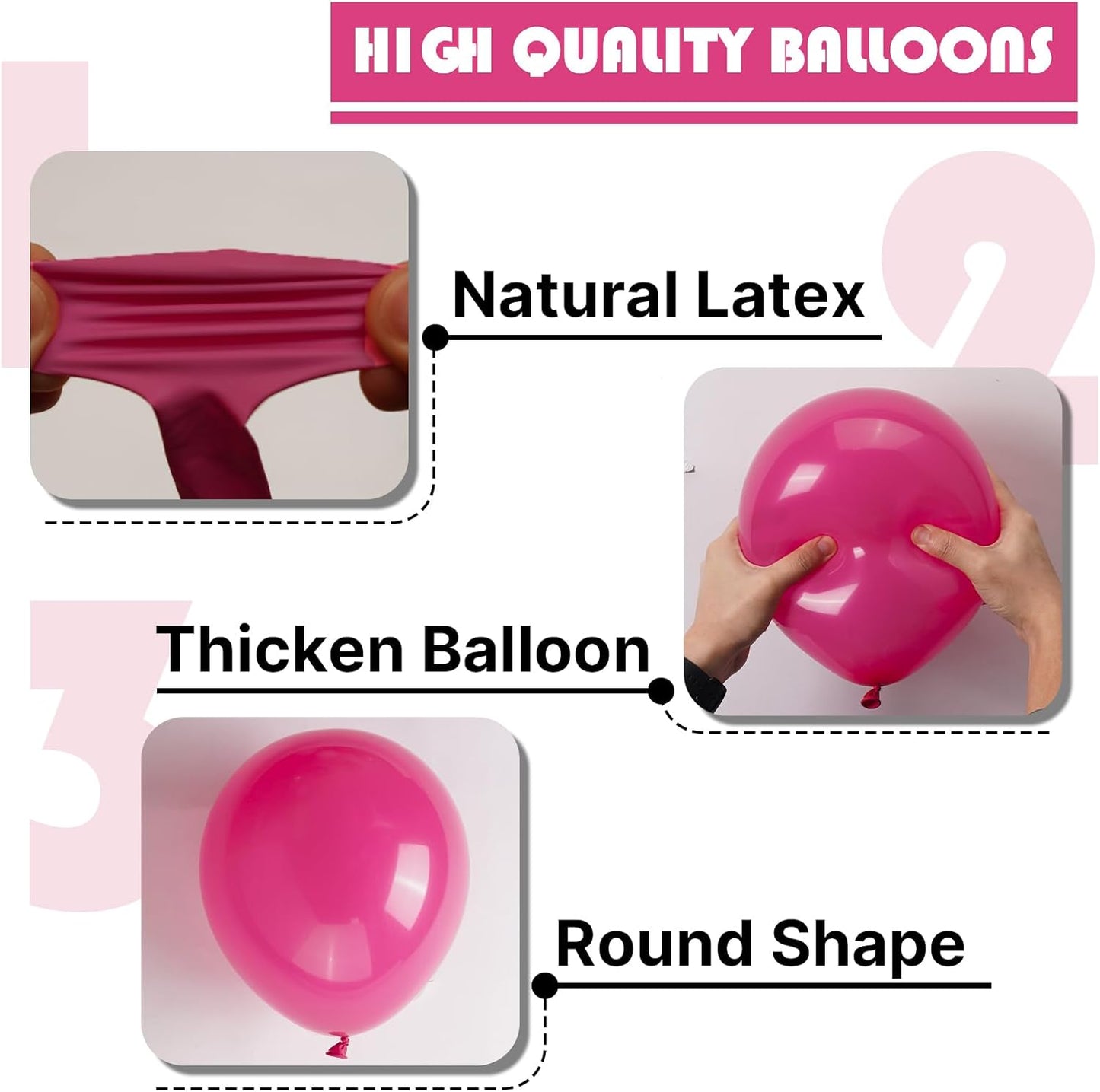PartyWoo Hot Pink Balloons - 152-Piece Arch Kit with Various Sizes for Baby Showers & Birthdays