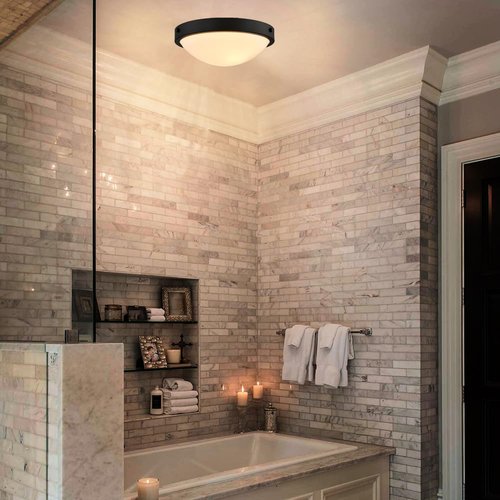 DEYNITE Black Flush Mount Ceiling Light Milk Glass Shade Ceiling Light Fixture Farmhouse 2-Light Modern Black Glass Flush Mount Light for Hallway Kitchen Bedroom Foyer