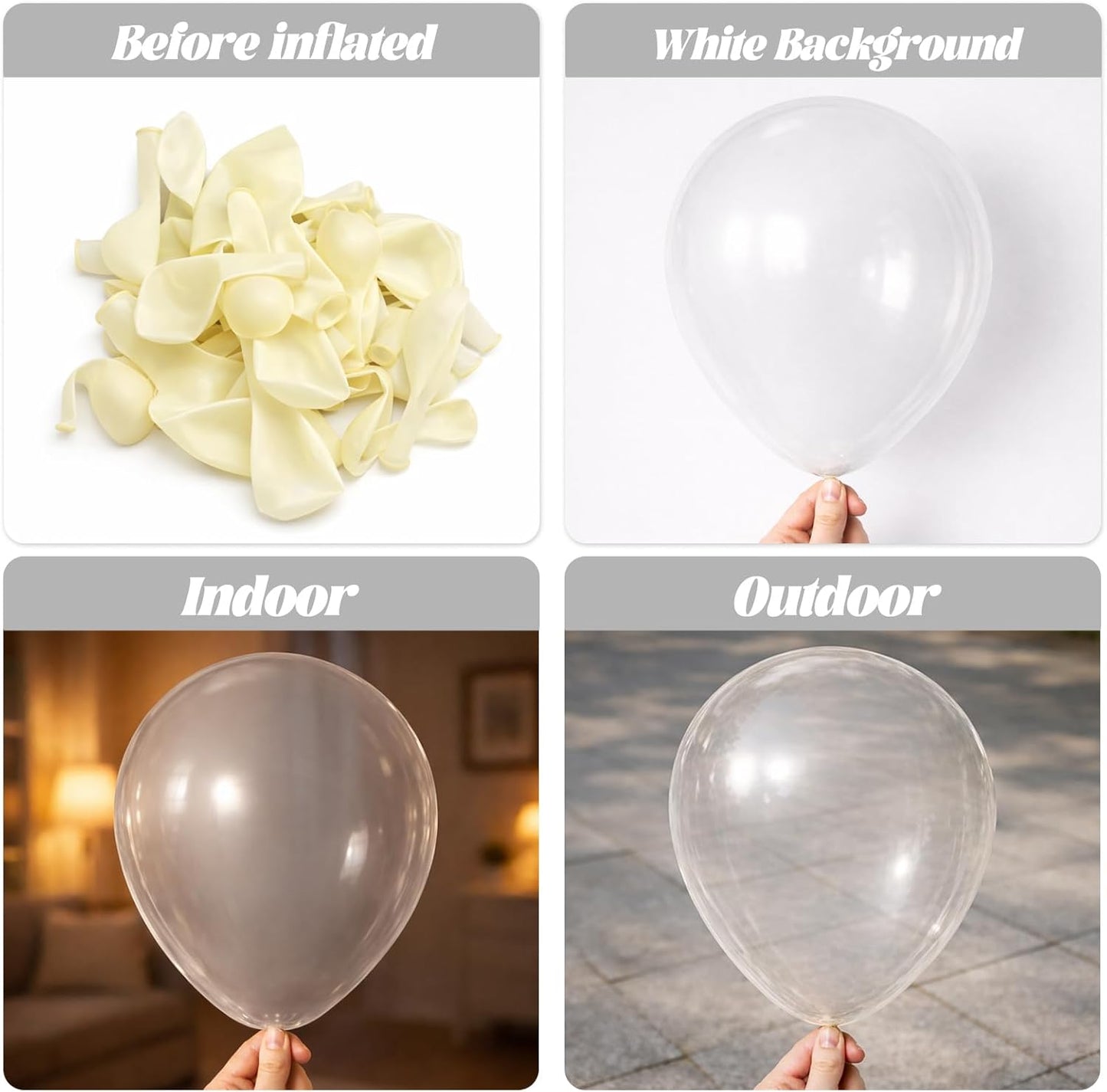 Voircoloria Clear Balloons - 12-Inch Transparent Latex Balloons | 66-Pack for Parties & Celebrations