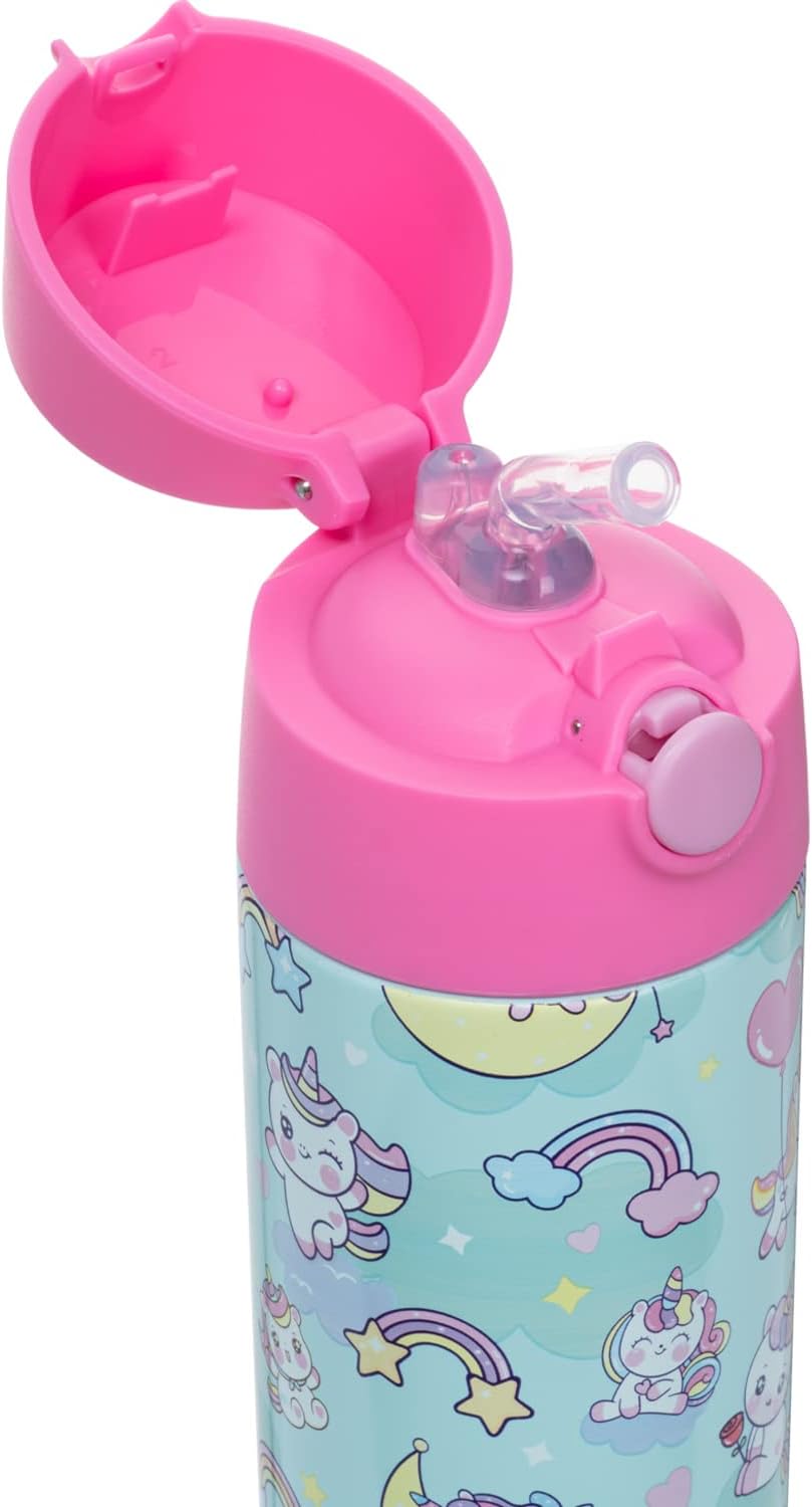 Snug Kids Water Bottle - Insulated Double-Wall Stainless Steel, Leakproof, Easy-Flip Lid | Unicorn, 17oz