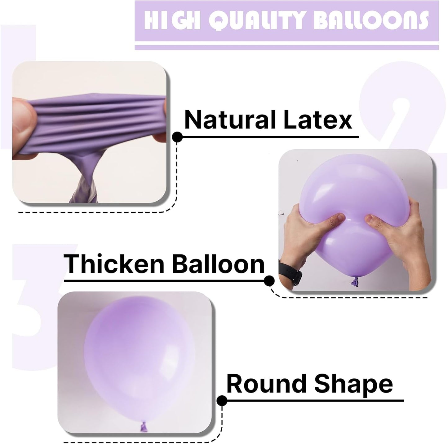 PartyWoo Lavender Balloons - 140-Piece Pastel Purple Balloon Arch Kit for Baby Showers & Parties