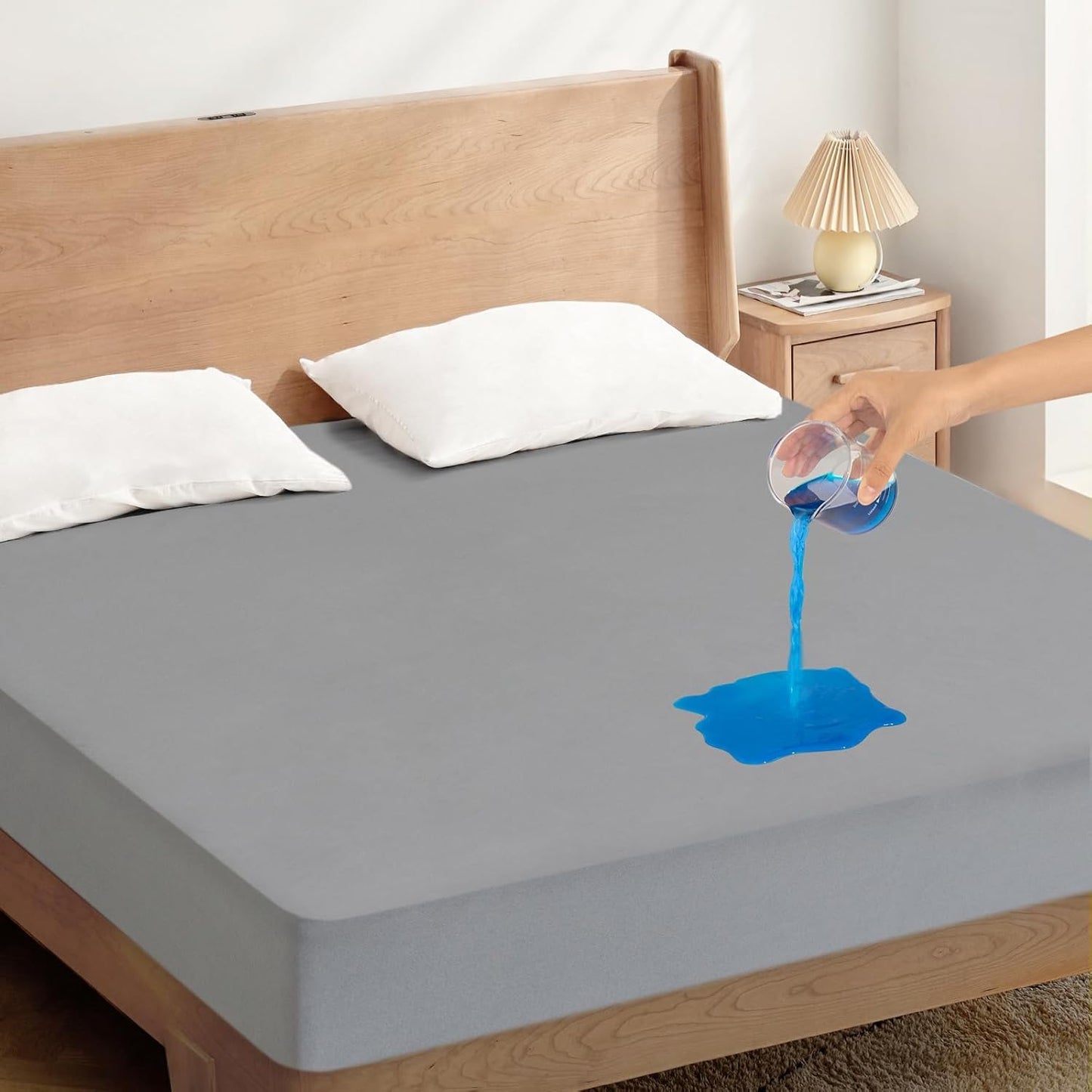 Skiennix Twin Mattress Protector - Waterproof & Breathable Pad Cover for Kids' Beds | Fits Up to 14" Deep, Gray