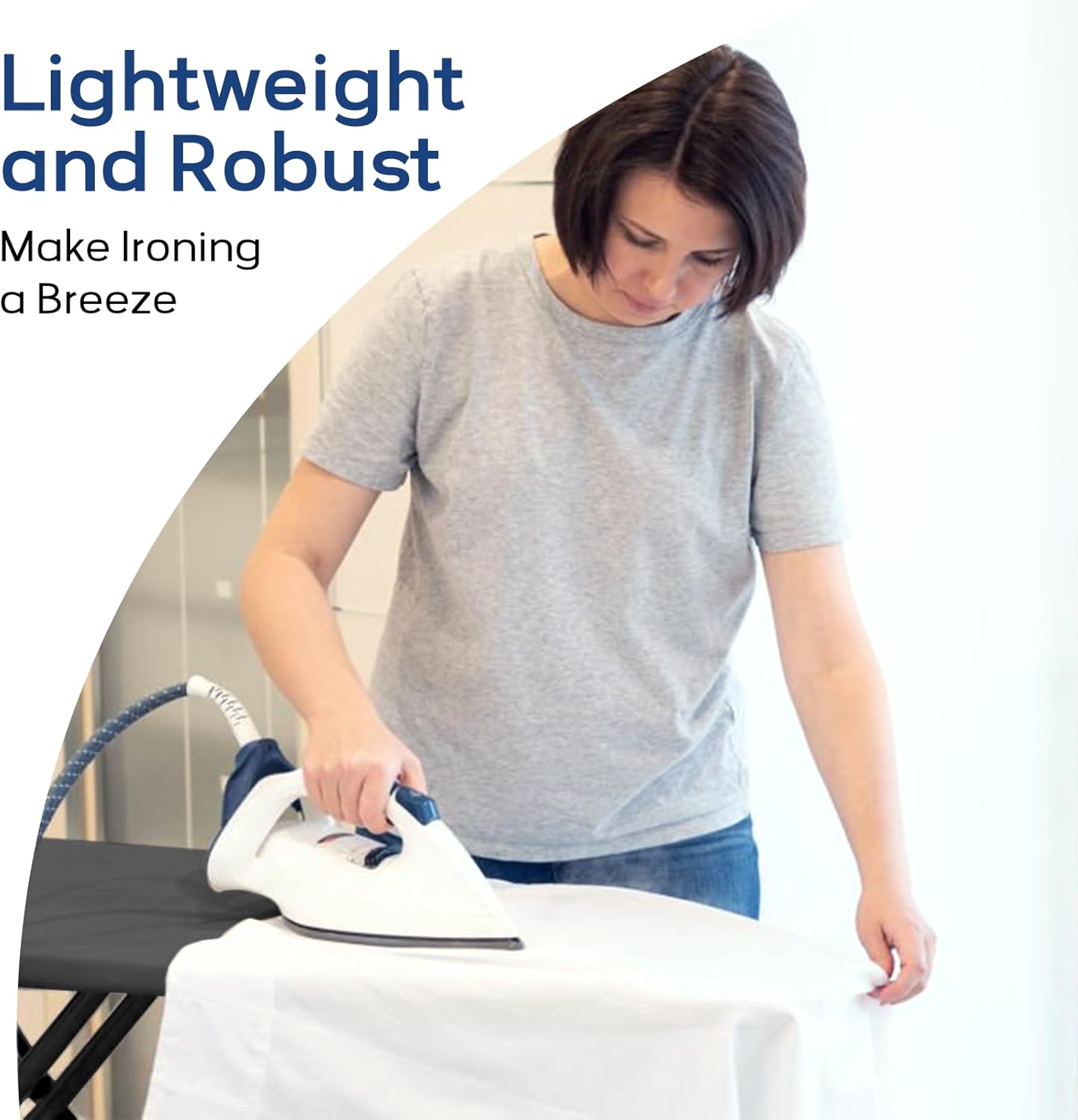 RAINHOL Ironing Board - Compact Full-Size Design with Iron Rest & Heat-Resistant Pad | 43x13 Inches, Black