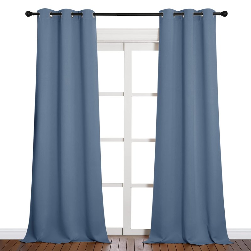 NICETOWN Living Room Blackout Curtains 90 inches Long, Thermal Insulated Noise Reducing Curtains for Unicorn Theam Kids Room (Stone Blue, 42 inches Wide, 1 Pair)