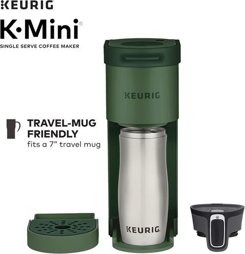 Keurig K-Mini Coffee Maker - Quick Brewing Single Serve with 6-12 Oz Cup Sizes | Evergreen Finish
