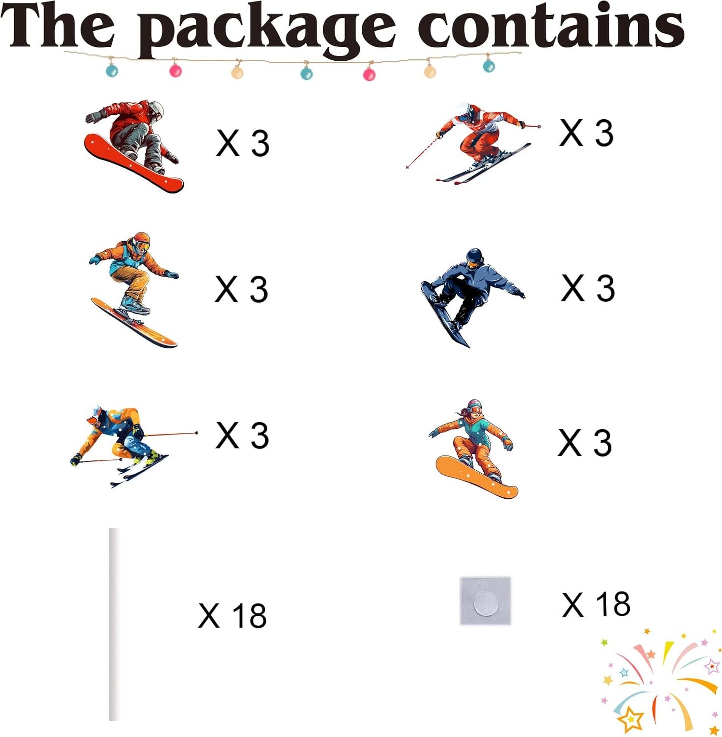 Skiennix 18pcs Ski Cupcake Toppers - Perfect Winter Sports Cake Decor for Skiers & Snowboarders