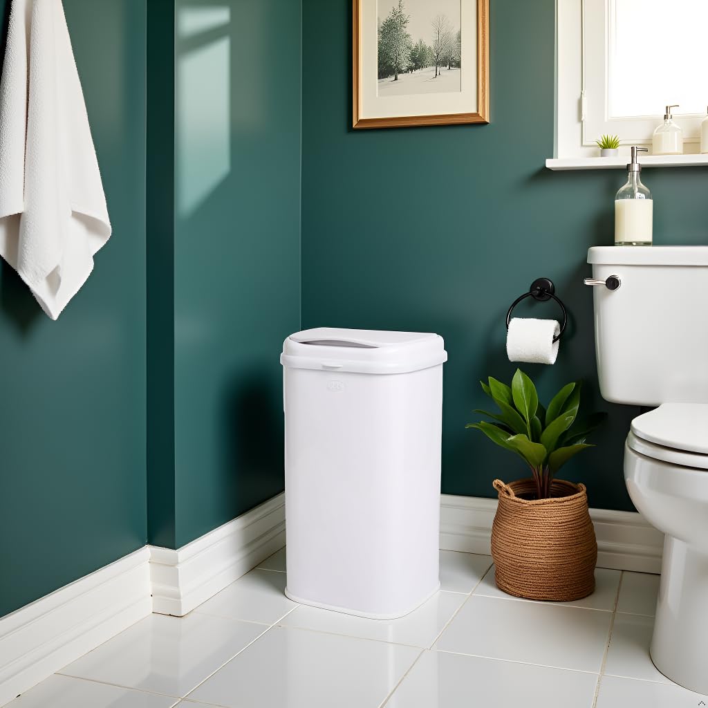 Ubbi Adult Diaper Pail - Steel Odor-Locking Design | No Special Bags Required, Modern White Finish
