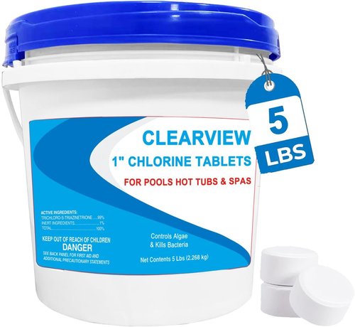 ClearView Stabilized Chlorine Tablets - Slow-Dissolving 1" Pool Sanitizer | 5 Lbs for Spas & Hot Tubs