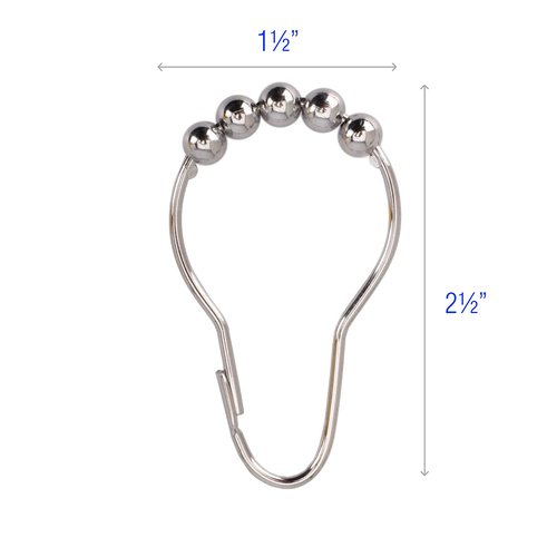 2lbDepot Shower Curtain Rings Hooks - Chrome Finish - Premium 18/8 Stainless Steel - Locking Rings with Easy Glide Rollers - Five Finishes Available - Set of 12 for Shower Rods