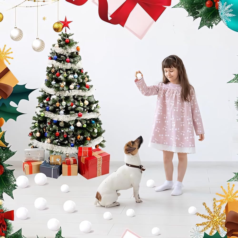Skiennix 50 PCS Fake Snowballs Set - Realistic Indoor Christmas Snowball Fight Toys | Multicolor