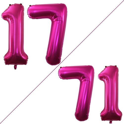 GOER Jumbo 42-Inch Number 17 Balloons - Sweet 17 Birthday Party Decorations | Bright Peach Foil