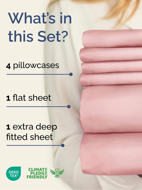 Extra Deep Queen Sheet Set - 6 Piece Breathable and Cooling Sheets - Hotel Luxury Bedding for Women, Men, Kids & Teens - Easy & Secure Fit - Soft, Wrinkle Free & Comfy - Extra Deep Pockets - Baby Pink