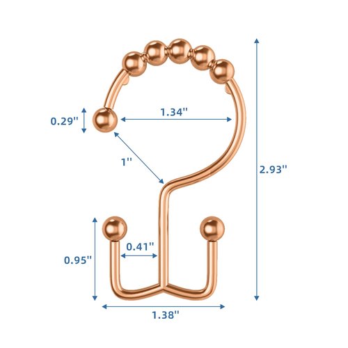 LBYOJKD Double Sided Shower Curtain Hooks with Smooth Gliding Roller Balls, Rustproof Metal Hooks for Curtain and Liner, Set of 12 for Standard and Curved Shower Rods - Rose Gold