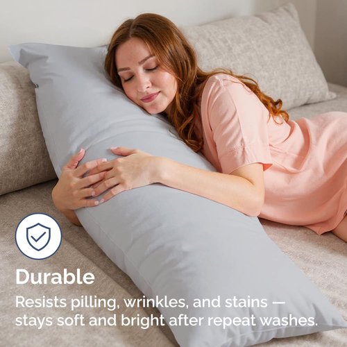 Body Pillowcases Set of 2-20x54 Long Body Pillow Case - Soft Body Pillow Cover for Sleeping & Side Sleepers - Comfy, Breathable & Wrinkle Free - Machine Washable w/Envelope Enclosure (Steel Blue)