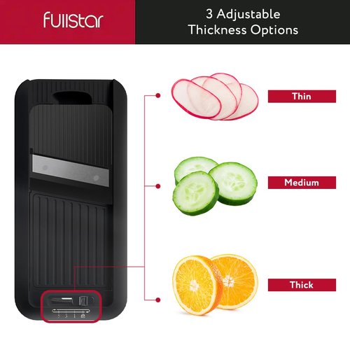 Fullstar All-in-1 Vegetable Chopper and Mandoline Slicer for Kitchen - Cheese Grater, French Fry Cutter, Cheese Slicer - Bonus Handheld Spiralizer Included (6 in 1, Black)