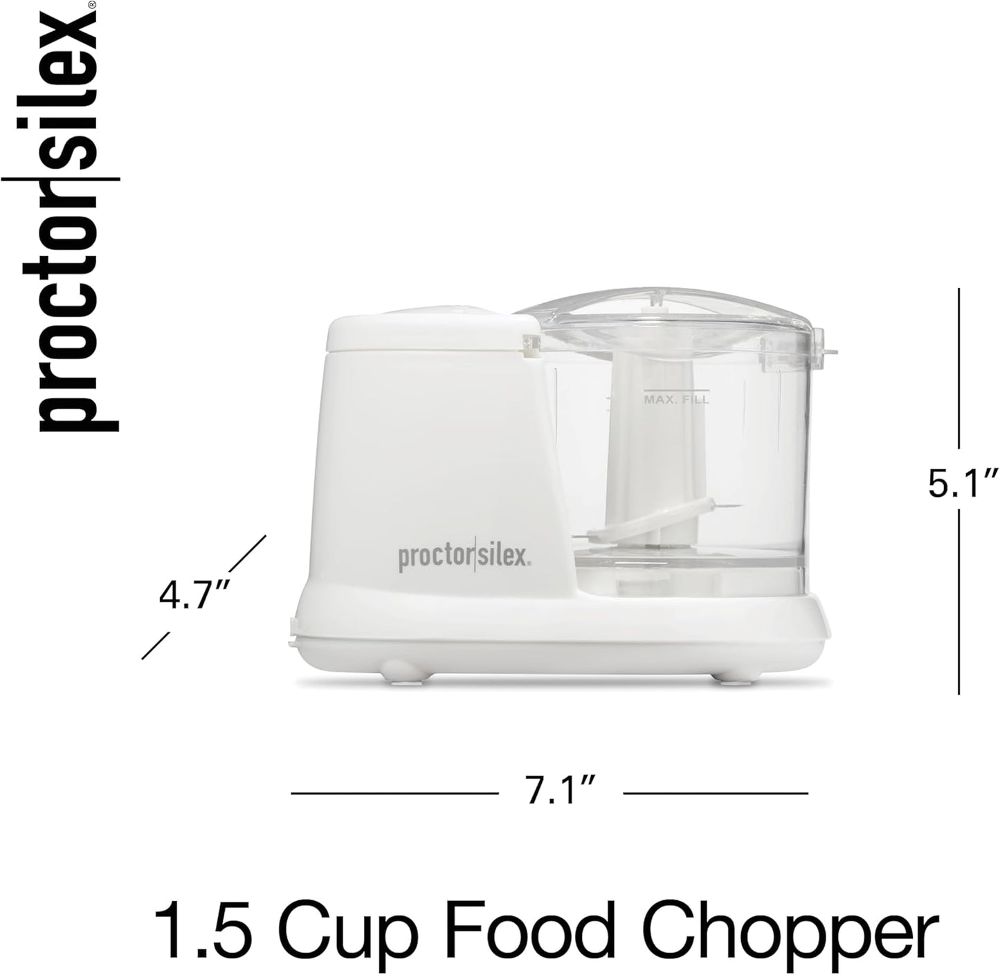 Proctor Silex Electric Vegetable Chopper - Durable Mini Food Processor, 1.5 Cup, White