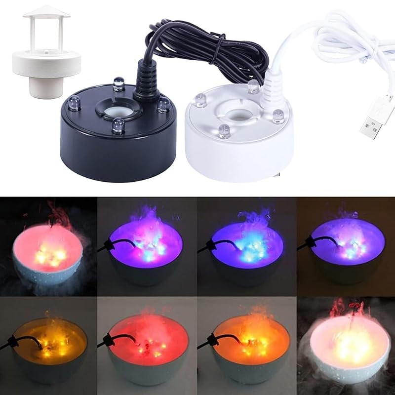 Fog Machine for Water Features with 4 LEDs, 300ml/h Mist – Black (Variation: Black)